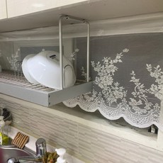 화이트 주방창문가리개 쪽커튼 주방창커튼 창문가림막 작커튼 주방 레이스