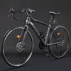 싸이클 자전거 로드 자전거 남녀공용 700C 도로 자전거 경주, 27단 기어, 10스포크휠 - 티타늄 실버