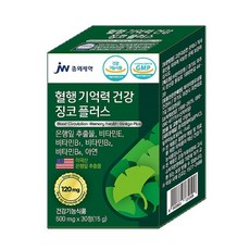 JW 중외제약 징코플러스 은행잎추출물(미국산) 120mg 비타민E 비타민B1 B2 B6 아연, 30정, 1개