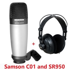 Samson sr950 c01 콘덴서 마이크 전문 스튜디오 레퍼런스 모니터 헤드폰 다이나믹 헤드셋 폐쇄 형|마이크|, 1개, 단일, 단일