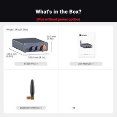 Fosi Audio-BT20A Pro TPA3255 블루투스 사운드 파워 앰프 300W x2 미니 HiFi 스테레오 클래스 D 앰프 저음 트레블 홈 시어터, 3.blue without power - fiiok7bt