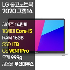 2020 그램 14 14Z90N 인텔 10세대 Core-i5 RAM 16GB SSD탑재 윈도우 11설치 중고 노트북, WIN11 Pro, 1TB, 코어i5, 화이트