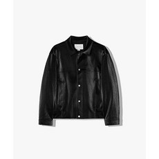 리버클래시 24FW LKF25401 블랙 오버핏 오픈카라 레더 점퍼
