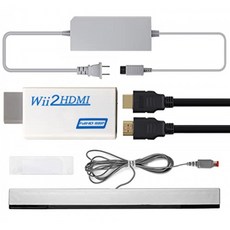 4 in 1 Wii to HDMI 어댑터 + Wii 전원 코드 AC 어댑터 + Wii 센서 바 유선 모션 센서 바 + 닌텐도 Wii와 호환되는