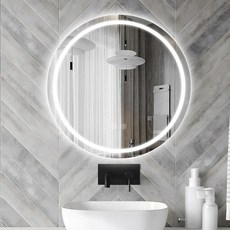 LED 욕실 거울 50.8 x 71.1cm(20 28인치) 김 서림 방지 욕실용 조도 조절 가능한 3가지 색상 조명 가로/세로 터치 벽걸이 메이크업 거울 222900