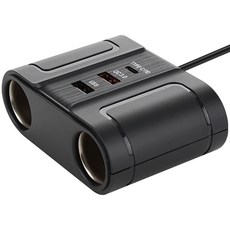 쓰리제이알 타입C USB 2포트 차량용 시거잭 충전기, JCGR3433AT, 블랙