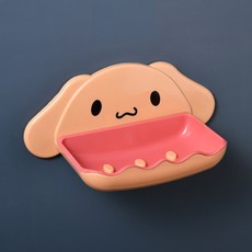 에버리즈 멍멍이 물빠짐 욕실 비누 받침대, 2개, v핑크살구