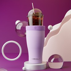 해밀로 아이스커피 텀블러 얼죽아 텀블러 900ml 스텐 보온 보냉 대형 대용량, 연보라, 1개