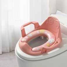 공룡 디자인 아동용 변기 시트 유아용 배변훈련 발판포함, 핑크