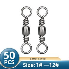 TIANNSII 50pcs 낚시 배럴 베어링 롤링 회전 솔리드 링 스테인레스 스틸 물고기 후크 미끼 낚시 커넥터, [01] Size 12 (14mm 14kg), 1개