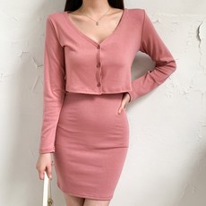 크롭가디건셋업