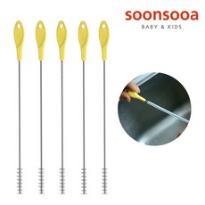 순수아 실리콘 필터폼 젖병솔&젖꼭지솔 세트 빨대솔 모음전 젖병 빨대컵세척솔, 1개, 04.빨대세척솔(5P)-골드형/옐로우