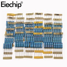 금속 필름 저항 키트금속 필름 저항기 키트 다양한 팩 세트 DIY 2W 0.5W 0.1R ~ 750R 1K 820K ohm 30, 1개