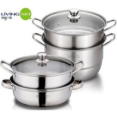 리빙아트 인덕션겸용 2단 28cm 찜솥 찜기 냄비 스텐, 1개