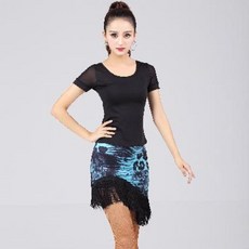 라틴 스커트 라틴댄스 치마 줌바 라인 에어로빅 의상 라틴 수술 000230737, 15 블랙 반팔 망사 상의, 04 XL