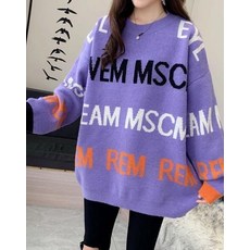 유나점포 트니트 백삼나무 의류 우창점 봄계절 스타일리쉬 이니셜 라운드 넥 슬림핏 BH6041 블랙, 자색