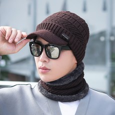 겨울넥 후드넥 남성목도리 후드 워머 복면 목워머 롱스카프 귀덮개 겨울귀마개, N24-브라운 [챙+목 청바지모자]