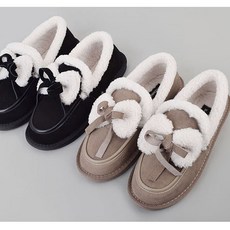 가죽 스웨이드/여성 퍼 모카단화 여자털방한화 여성겨울단화 털안감