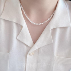 납작진주목걸이