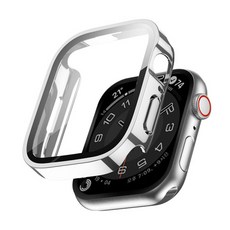 워치홀리 애플워치 스퀘어 풀커버 강화유리 케이스, 44mm, 실버