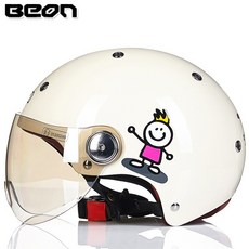 BEON B - 103 헬멧 남녀 사계절 반투구 전동 차 안전모 귀여운 머 릿 결 여름철 개성 친자 투구 키 즈 모 브 라이트 / 캐릭터 M, 상세페이지 참조