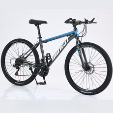MTB 산악 자전거 24/26 인치 디스크 브레이크 충격 흡수 남여공용 변속 21단 24단 27단 30단, G. 스포크 휠 블랙/블루 고급형