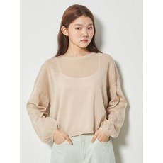 에잇세컨즈 베이지 오버사이즈 라운드넥 크롭 니트 (350851IQ2A)