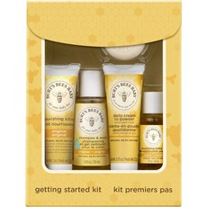 burts bees 베이비 시작하기 선물 세트 5 가지 시험용 사이즈 베이비 스킨 케어 제품 로션 샴푸 ＆ 워시 데일리 크림 파우더 베이비 오일 및 비누, One