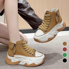 여성용 키높이 워킹업 여성 패션 통굽 키높이 7cm 무지 캐주얼 캔버스화 스니커즈 운동화