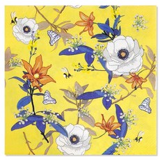 SHANGRLA 칵테일 꽃무늬 냅킨 일회용 (옐로우 플로럴), Yellow Floral, 1개