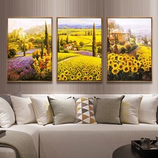 5D 해바라기 꽃밭 3단세트 큐빅 보석십자수 DIY 액자만들기, 135x60cm (45x60cm 3개)