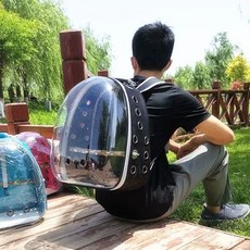 앵무새 가방 백팩 새장 투명 외출 켄넬 이동장 배낭, 고추스틱 1개 + 음식상자 2개, 21홀 블랙, 1개