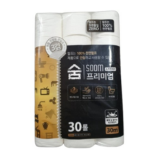 숨 프리미엄 블랙 3겹 30m x 2팩, 30롤,