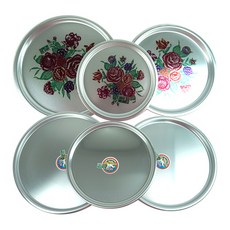 양은쟁반 원형쟁반 업소용 쟁반 알루미늄쟁반 레트로 빈티지 트레이, 꽃무늬／230mm