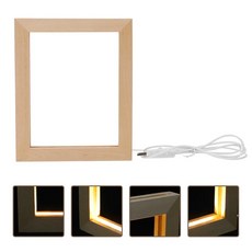 빛나는 사진 프레임 액자 테이블 빈티지 발광 거치대 선물용 나무, 1) Khaki,1) 17X13CM_1) 17X13CM, 1개