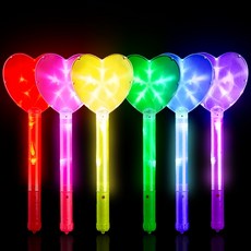 야광맨 LED 하트봉 6색 1pcs 야광 발광 클럽 파티용품, [레드]LED하트봉+배터리(AG13)4개