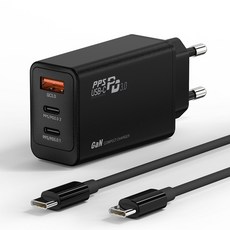 모아리 GaN PD 65W PPS 멀티 고속 충전기 3포트 C타입 충전기(+CtoC 100W 케이블), 1개, 블랙