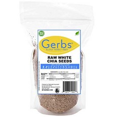 Gerbs Raw White Chia Seeds 14 oz Top 14 Food All Gerbs 생 화이트 치아 씨앗 14 온스 캐나다에서 재배된 알레르기 없는 상위 14, 1개, 396g