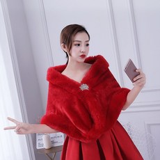 이너피스 겨울점퍼패션 웨딩드레스 숄 가을 스타일리쉬 외 매치 신부 결혼 케이프 레드 여성