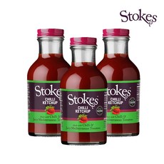 Stokes 영국 프리미엄 케찹 스톡스 칠리 토마토 케찹, 3개, 300g