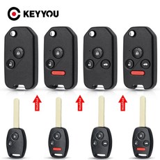 KEYYOU 혼다 어코드 2006-2011 CRV 2018 파일럿 핏 수정된 원격 플립 자동차 키 쉘 케이스 2 개 3/4 버튼, 1)2 Buttons No Pad