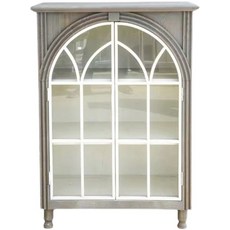 프랑스풍 창문 격자무늬 컨트리 올드 앤틱 스타일 아치형 그릇장 수납장