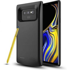 NEWDERY 배터리 케이스 삼성 갤럭시노트9 5000mAh 충전식 확장 충전기 Qi 무선 충전 업사이드 베젤 에어쿠션 기술 호환 블랙, 1개