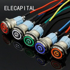 유형 220V 12V 파워 자동 16mm 24V 푸시 버튼 금속 파란색 5V 스위치 빨간색 전원 잠금 LED 녹색 노란색 온오프 흰색 자동차, 1개