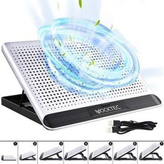 Yocktec 노트북 냉각 패드 11-16 인치 노트북 냉각 패드 노트북 쿨러 스틸 패드 냉각 매트 2 포트 USB 6 높이 설정 알루미, 단일옵션