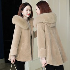 여자버건디코트 양벨벳 코트 여성패션 럭셔리 유럽풍 하이닝 램스울 알갱이 일체형 여우 털가죽 밍크코트 짧은타입