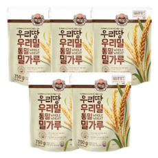 [메가마트]백설 우리땅 우리밀 통밀 밀가루 750g, 5개