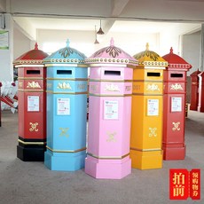 우체통 잉글랜드 복고 6각 모형 소품 장식품 귀여운 우편함 의견함 스틸아트 실내 소프트룩, T18-1.5미터(일본 우체통)