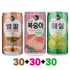 [참맑은벌복매] 벌꿀30+복숭아30+매실30 업소용 미니캔, 90개, 175ml