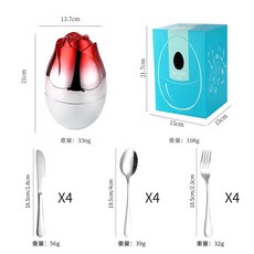 장미 계란 패키지 식기 스테인리스 스틸 나이프 포크 및 스푼 금도금 스테이크 나이프 및 포크 세트 서양, 01 CHINA, 07 버건디, 1개